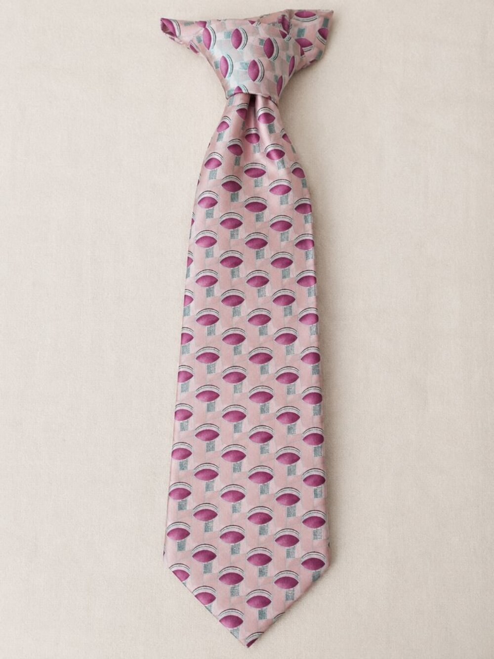Valentino Rudy 100% Silk Tie Pink Mauve Geometric Pattern 57"-60" Men's Necktie
